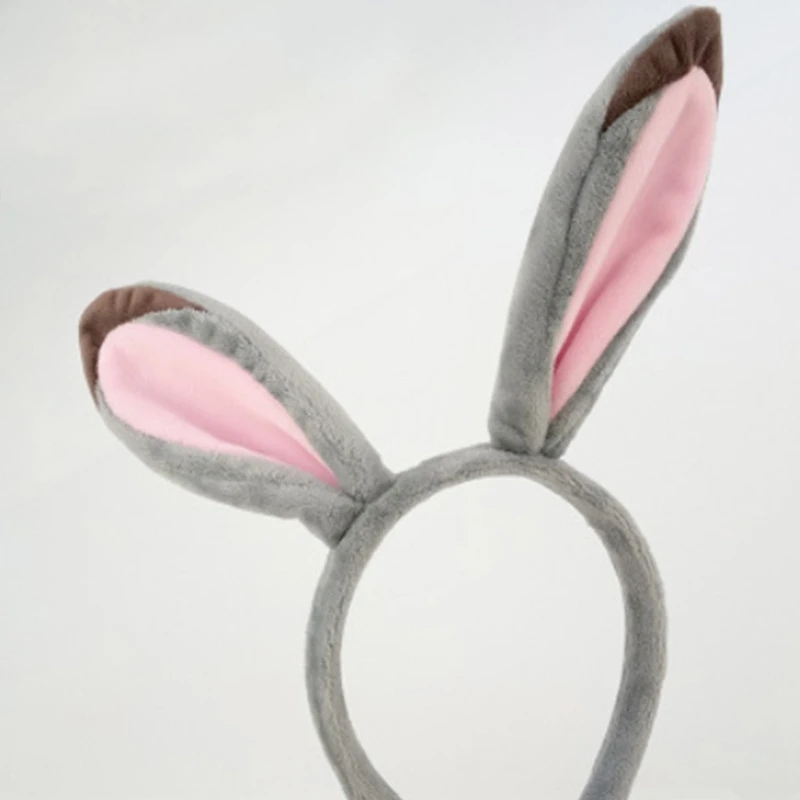 Rabbit Ears Headband Plush Bunny Ear Dog Ears and Tail for Kids and Adults