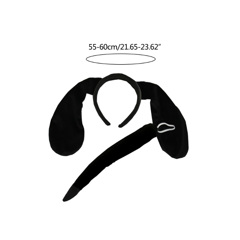 Rabbit Ears Headband Plush Bunny Ear Dog Ears and Tail for Kids and Adults
