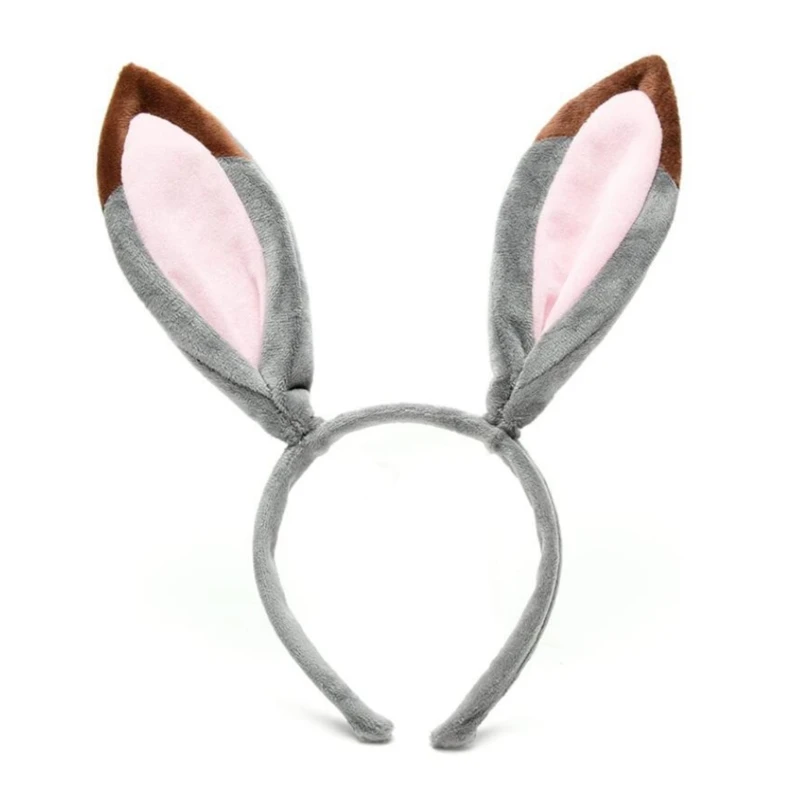 Rabbit Ears Headband Plush Bunny Ear Dog Ears and Tail for Kids and Adults