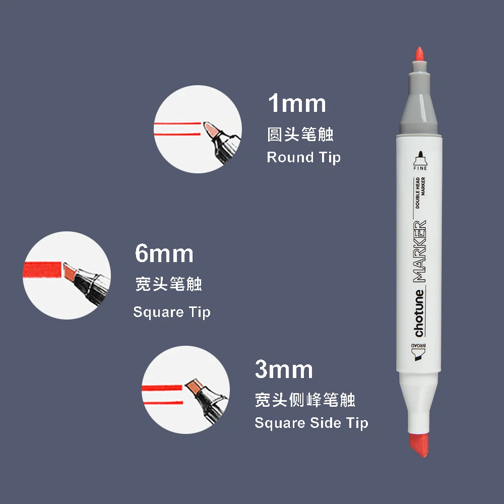 THOTUNE 12/24 Colors Skin Color Dual Head Marker Pen Alcohol Sketch Markers for School Art Design Marker Supplies