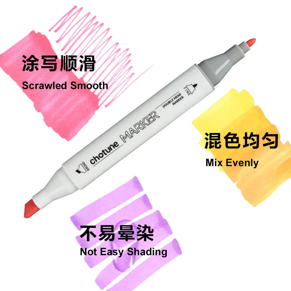 THOTUNE 12/24 Colors Skin Color Dual Head Marker Pen Alcohol Sketch Markers for School Art Design Marker Supplies