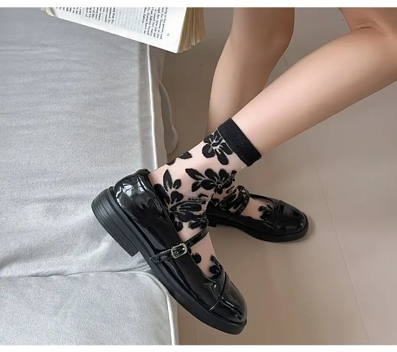 Women's Socks Spring Summer Thin Cotton Socks Lace Flower Silk Fairy Stockings Hollowed Out Breathable Fashion Socks Wholesales