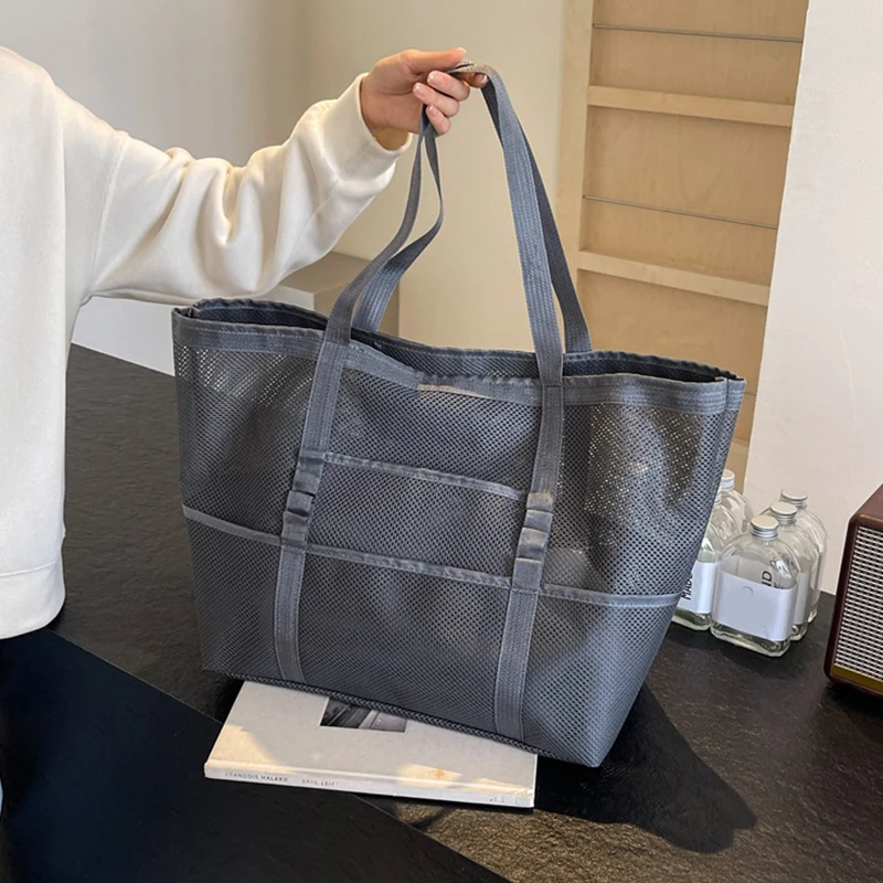 Hollow Large Capacity Makeup Storage Bag Women Multifunctional Mesh Shoulder Bag Travel Transparent Bag Beach Bags