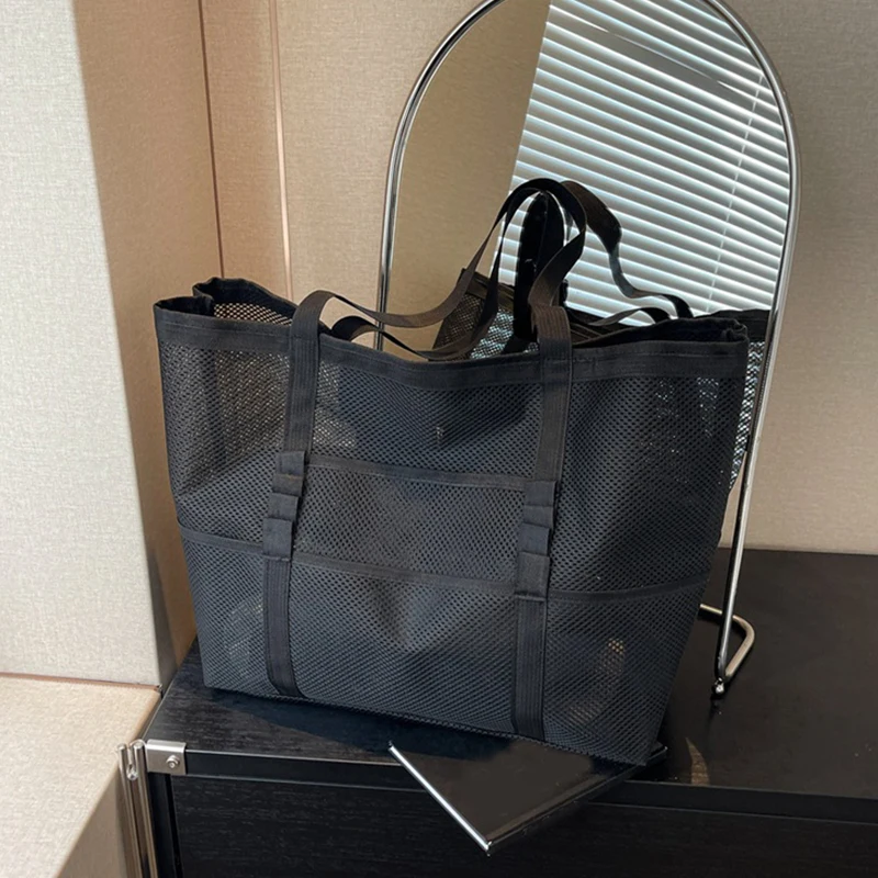 Hollow Large Capacity Makeup Storage Bag Women Multifunctional Mesh Shoulder Bag Travel Transparent Bag Beach Bags