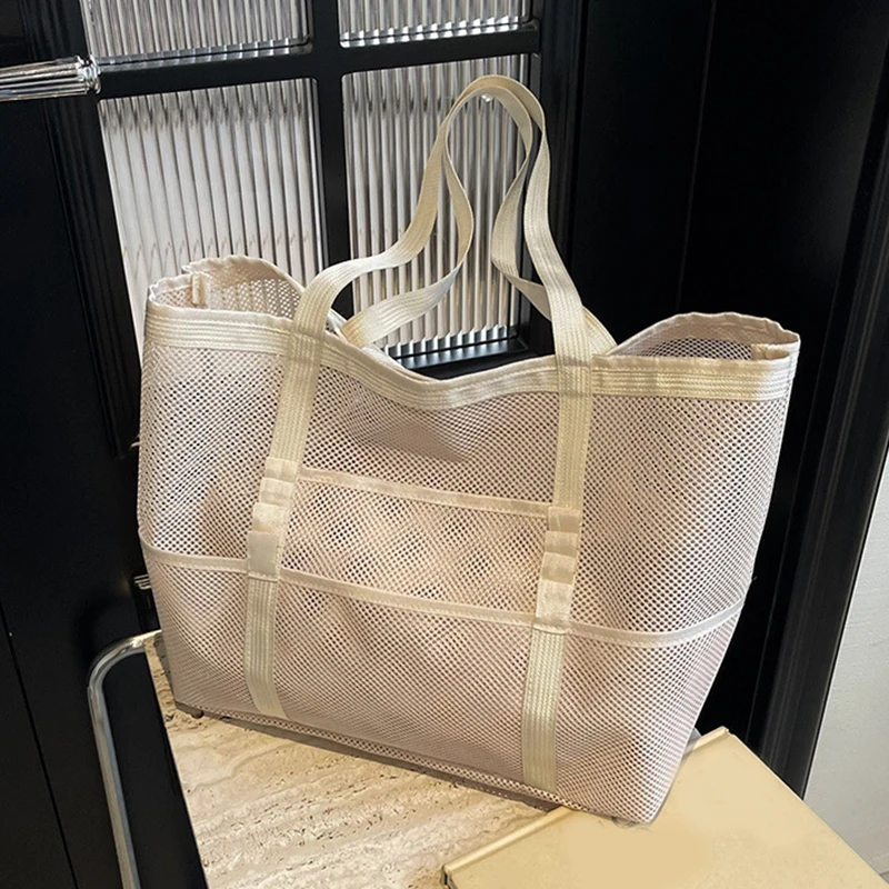 Hollow Large Capacity Makeup Storage Bag Women Multifunctional Mesh Shoulder Bag Travel Transparent Bag Beach Bags
