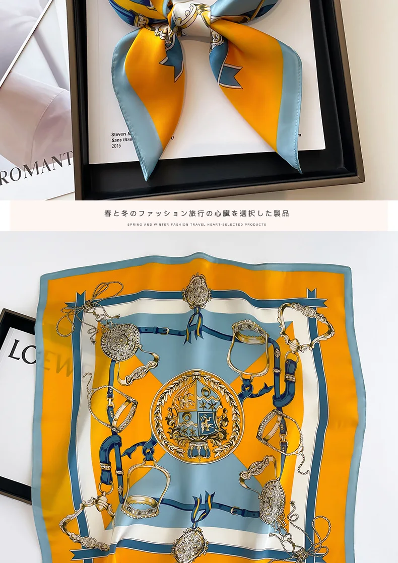 Luxury Brand Silk Scarf Square Women Shawls And Wraps Office Small Hair Neck Hijabs Kerchief Foulard Ladies Scarves 70*70cm