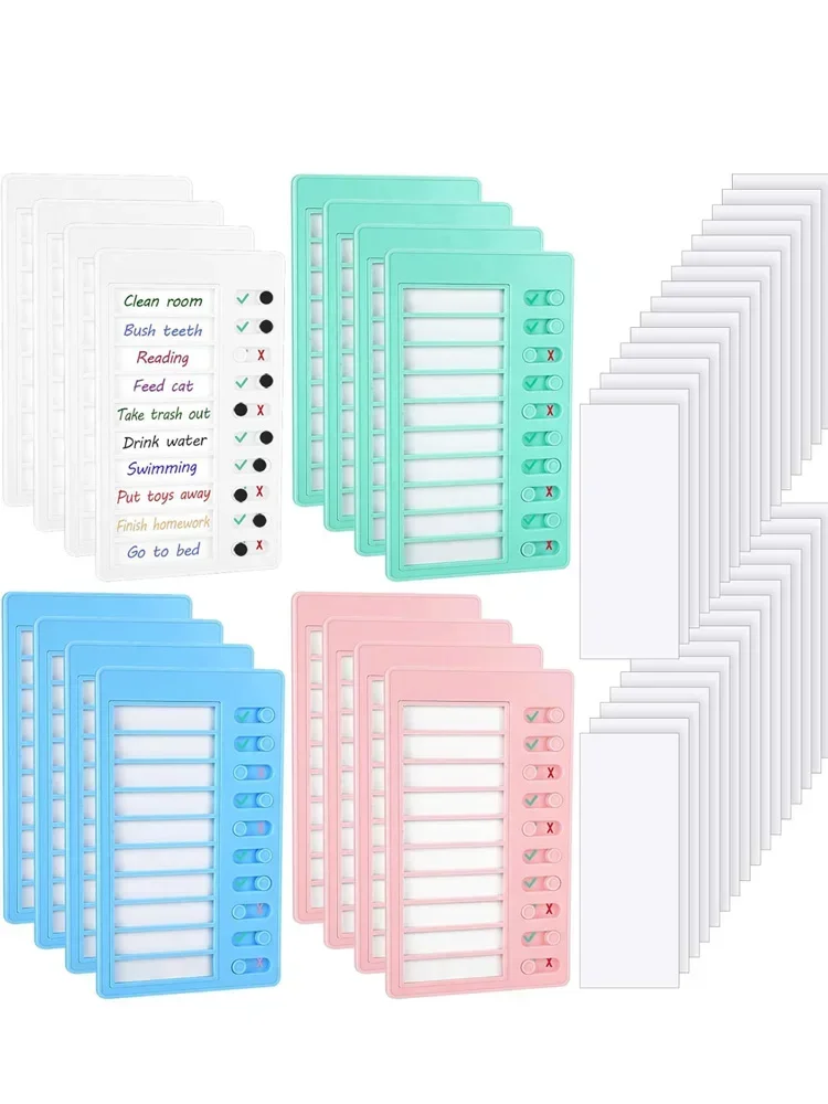 2 Pack Kids Chore Chart with 10 Papers Chore Chart Plastic Checklist Board To Do List for Home Routine Planning Blank Paper
