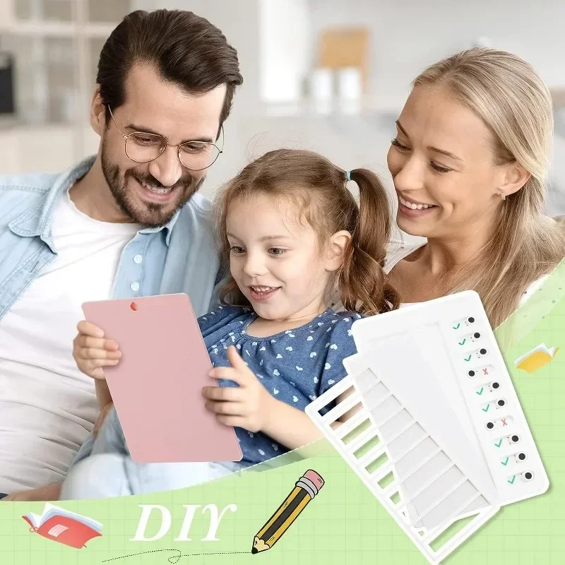 2 Pack Kids Chore Chart with 10 Papers Chore Chart Plastic Checklist Board To Do List for Home Routine Planning Blank Paper