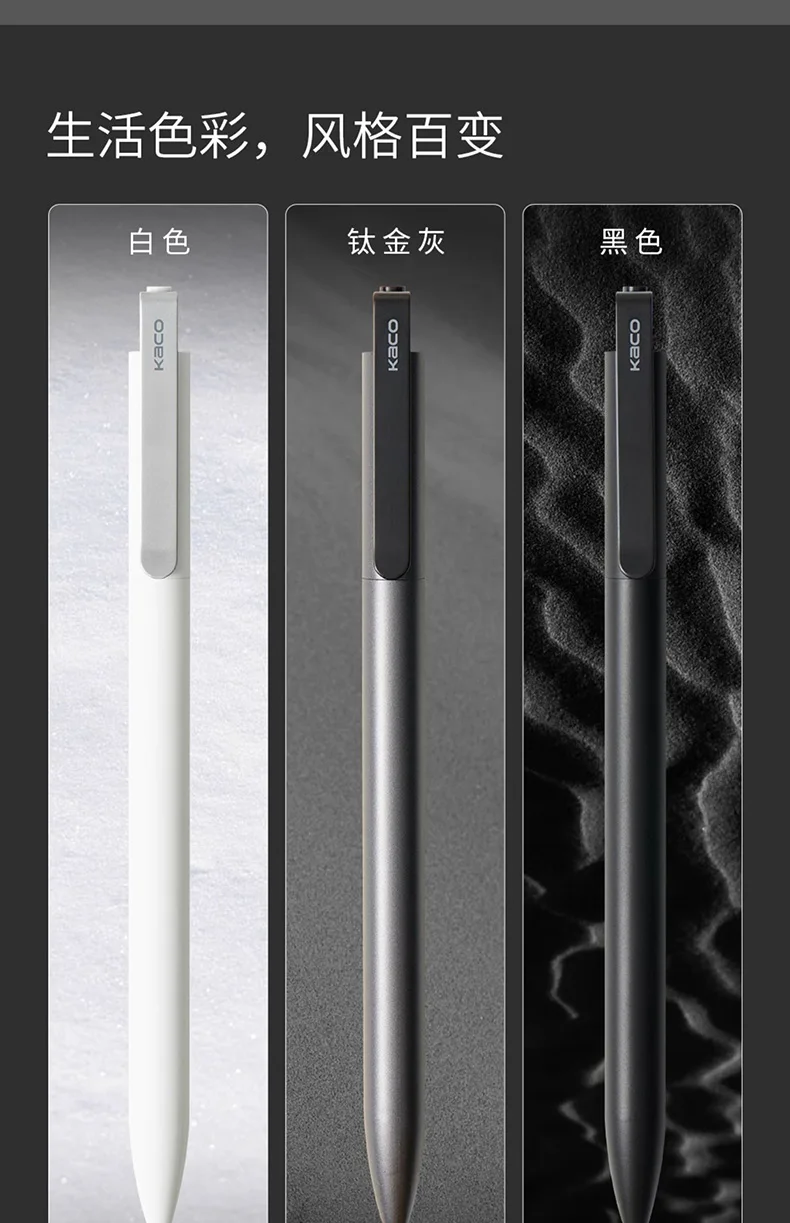 Kaco DAILY Gel Ink Pen 0.5mm Fine Point, Retractable Metal Clip ABS Writing Pens School Teacher Gift Student Stationery Supplies