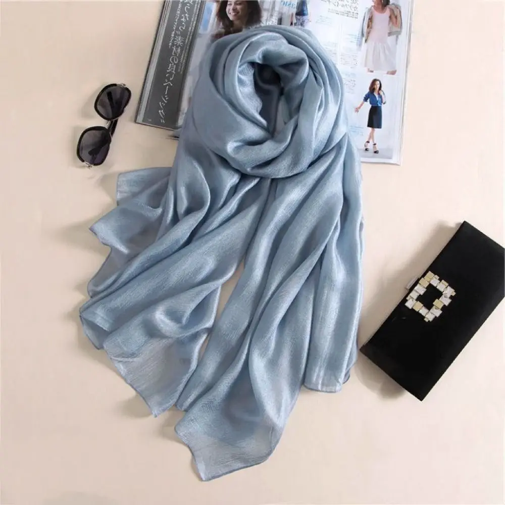 Linen Women Plain Scarf Fashion Pure Color Foulard Female Sunscreen Shawl 180x85cm Bandanas Plus Size Hijab