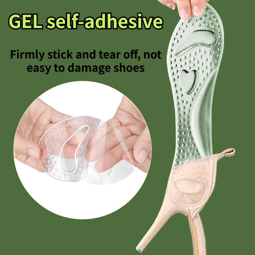 Anti Slip Sole Pads For High-Heels Arch Support Self-adhesive Sandals Insole Summer Comfortable Gel Insoles Silicone Cushion