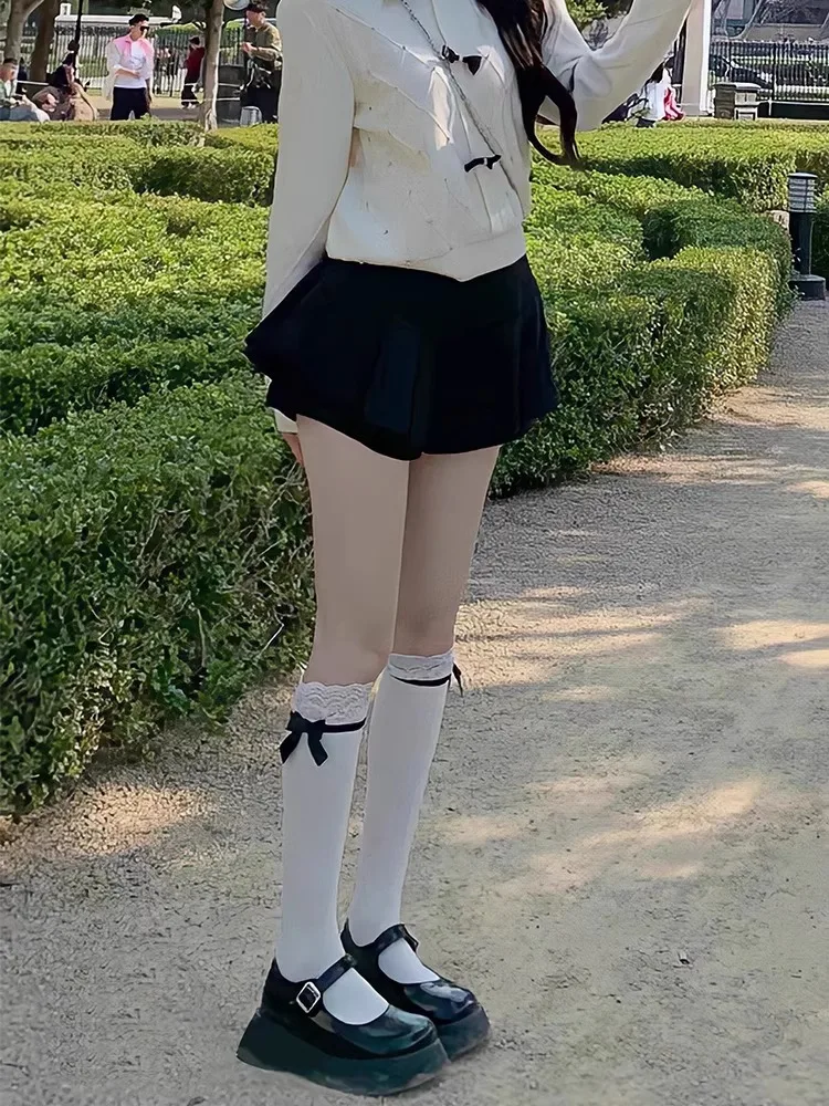 Women's Socks Spring Summer Lace Lace Pile Socks Long Tube Day Sweet Girly Slimming Thin Bow White Cute Calf Socks Fashion Socks