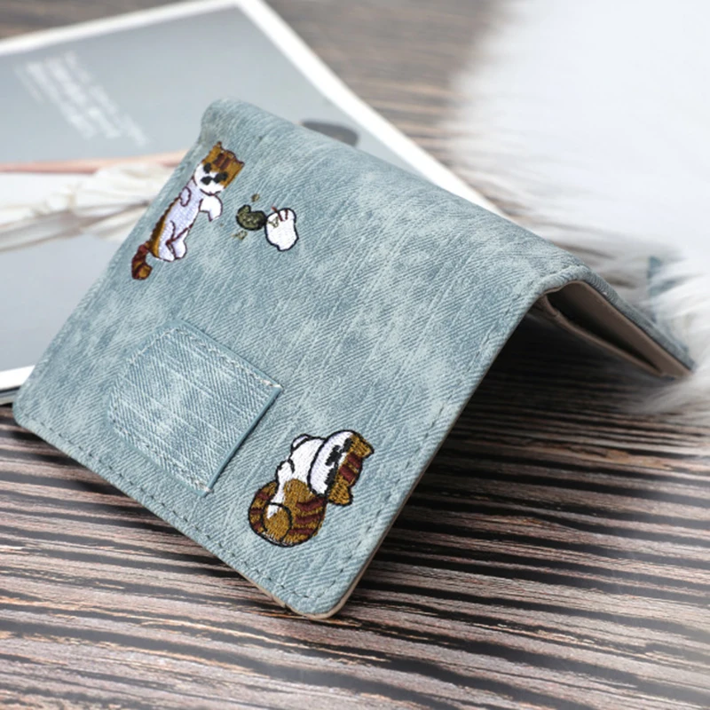 1pc Cute Cartoon Purse, Cat Pattern Large Capacity Wallet, PU Leather Storage Card Holder