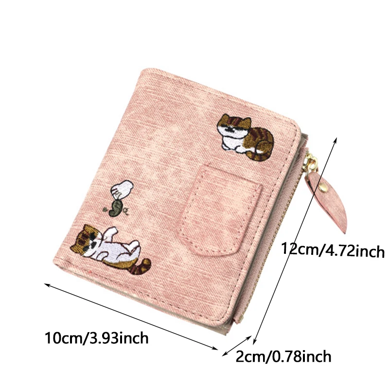 1pc Cute Cartoon Purse, Cat Pattern Large Capacity Wallet, PU Leather Storage Card Holder