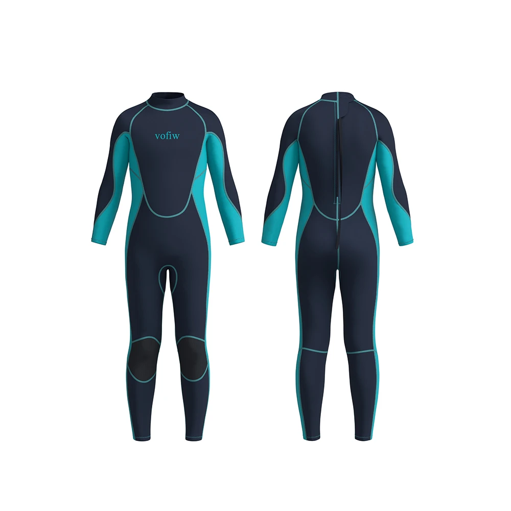 Children's 3MM Neoprene Wetsuit Back Zipper Surfing Snorkeling Swimming Suit Long Sleeves Boys Girls Kids Water Sports Swimwear