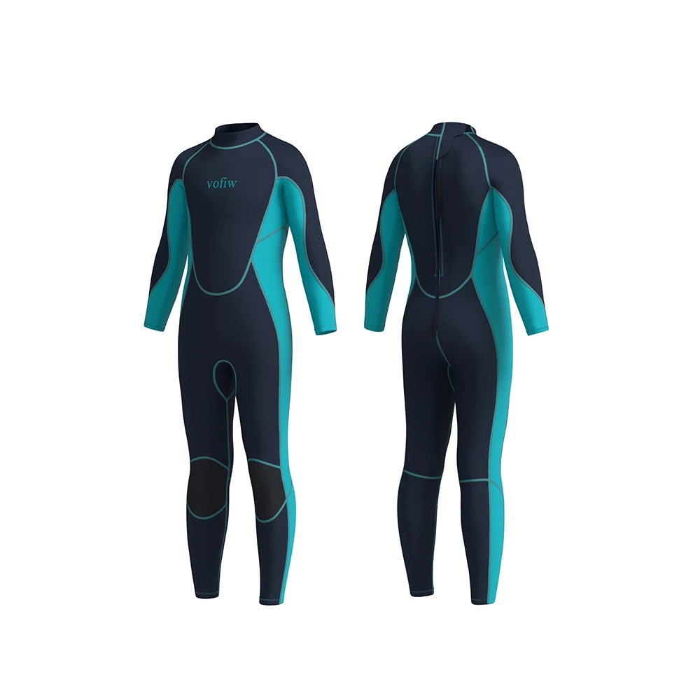 Children's 3MM Neoprene Wetsuit Back Zipper Surfing Snorkeling Swimming Suit Long Sleeves Boys Girls Kids Water Sports Swimwear