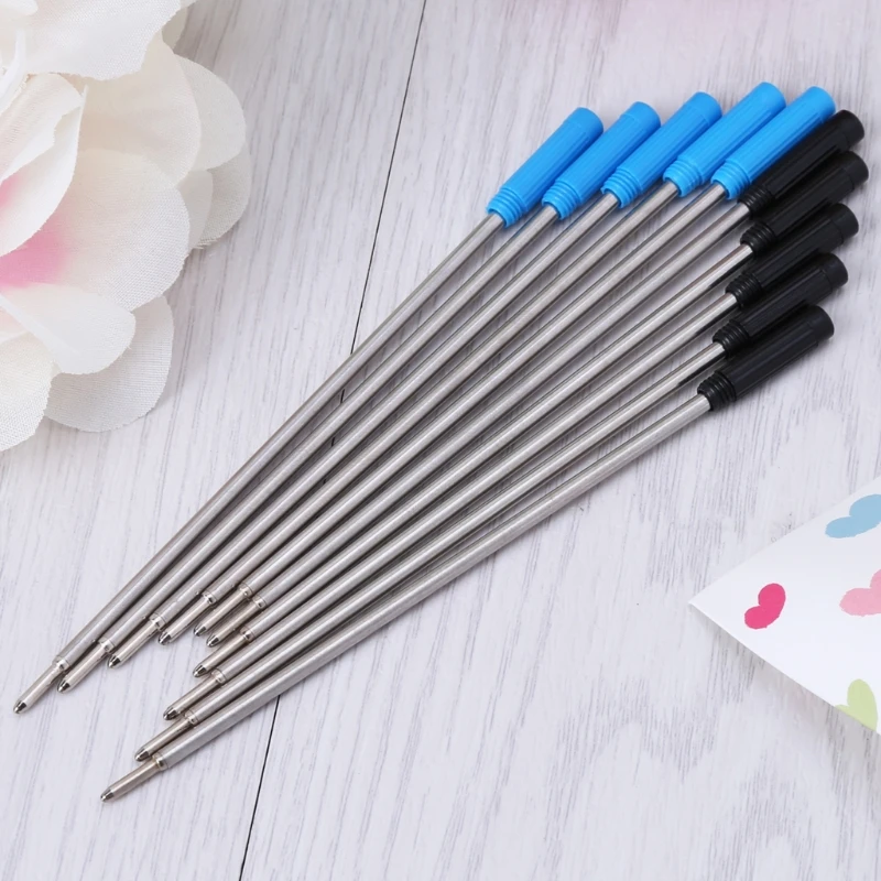 10Pieces Ballpoint Pen Refills Replaceable Smooth Writing Quick Dry Black & Blue Pen Refill for Most Metal Ballpoint Pen