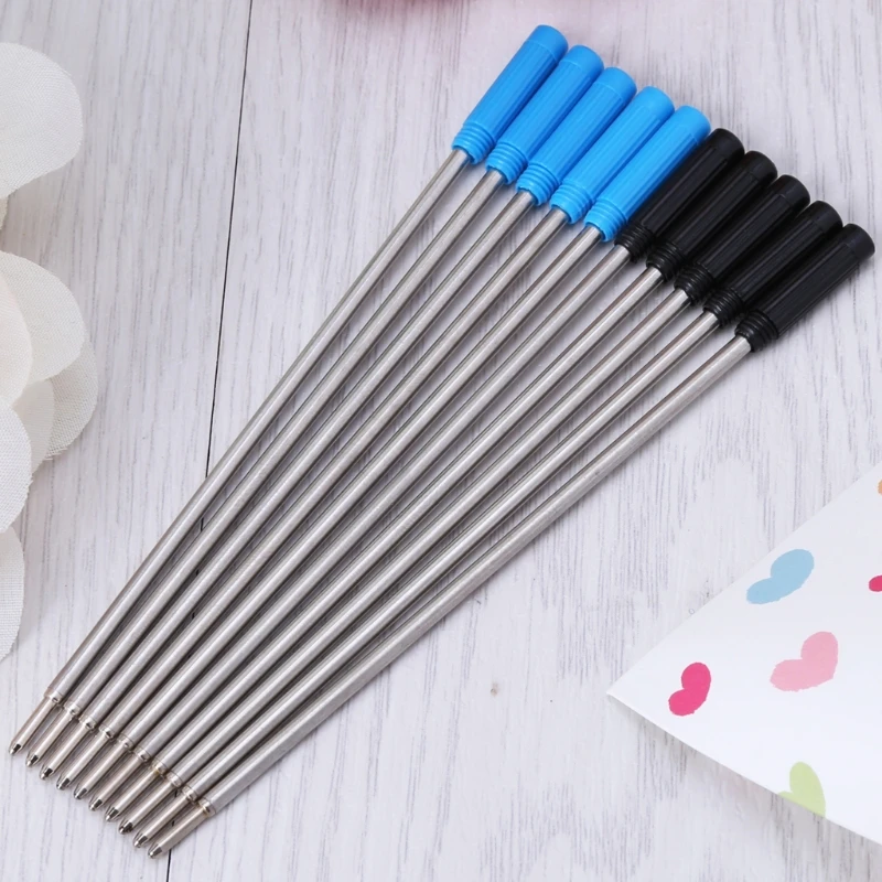 10Pieces Ballpoint Pen Refills Replaceable Smooth Writing Quick Dry Black & Blue Pen Refill for Most Metal Ballpoint Pen