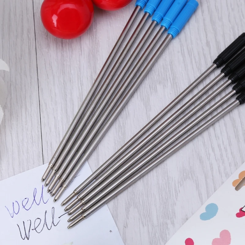 10Pieces Ballpoint Pen Refills Replaceable Smooth Writing Quick Dry Black & Blue Pen Refill for Most Metal Ballpoint Pen