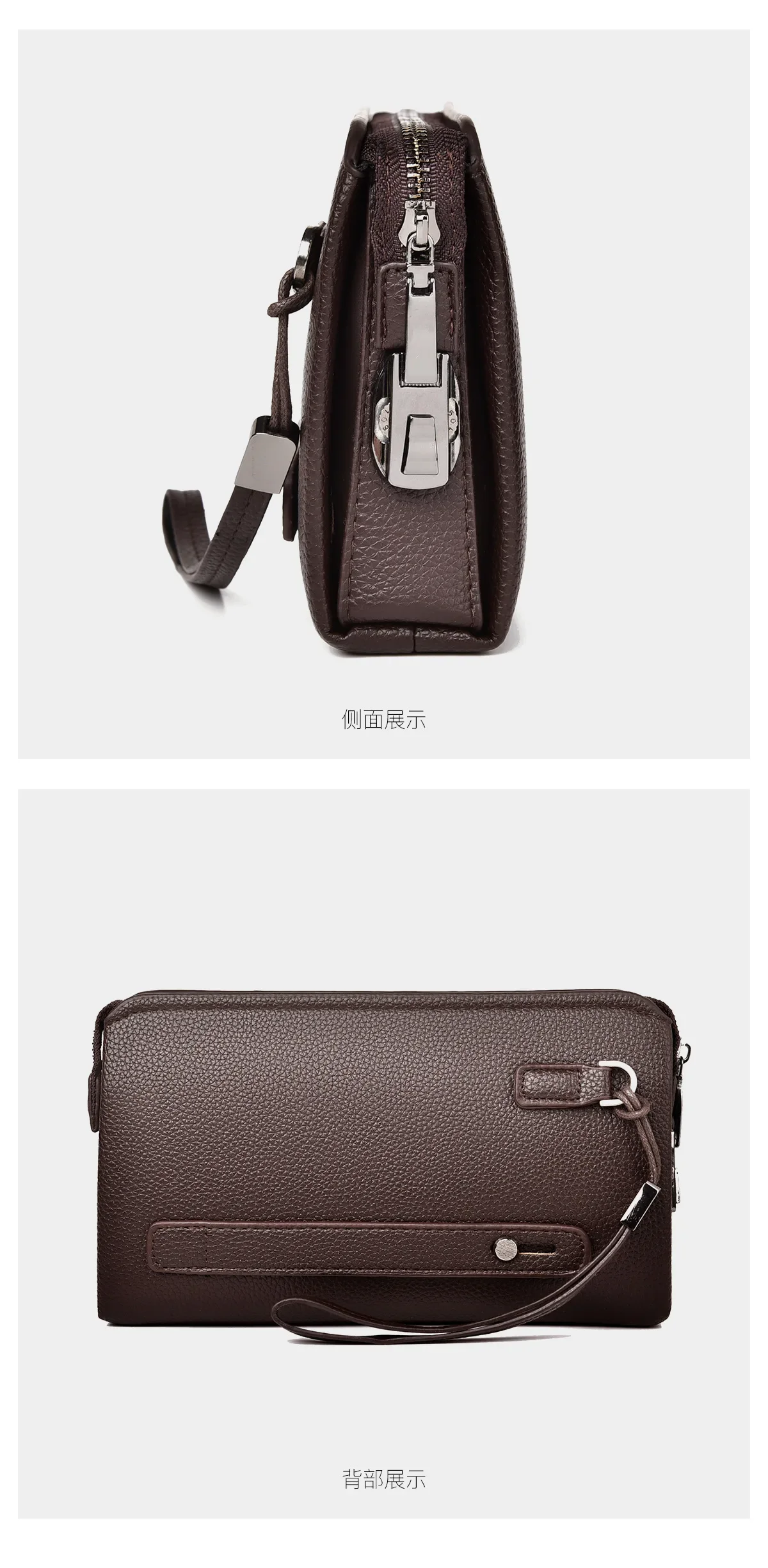 New Men's Clutch Purse High End PU Leather Long Wallet Large Capacity Multi Card Slot Wrist Bag Password Anti-Theft Phone Bag