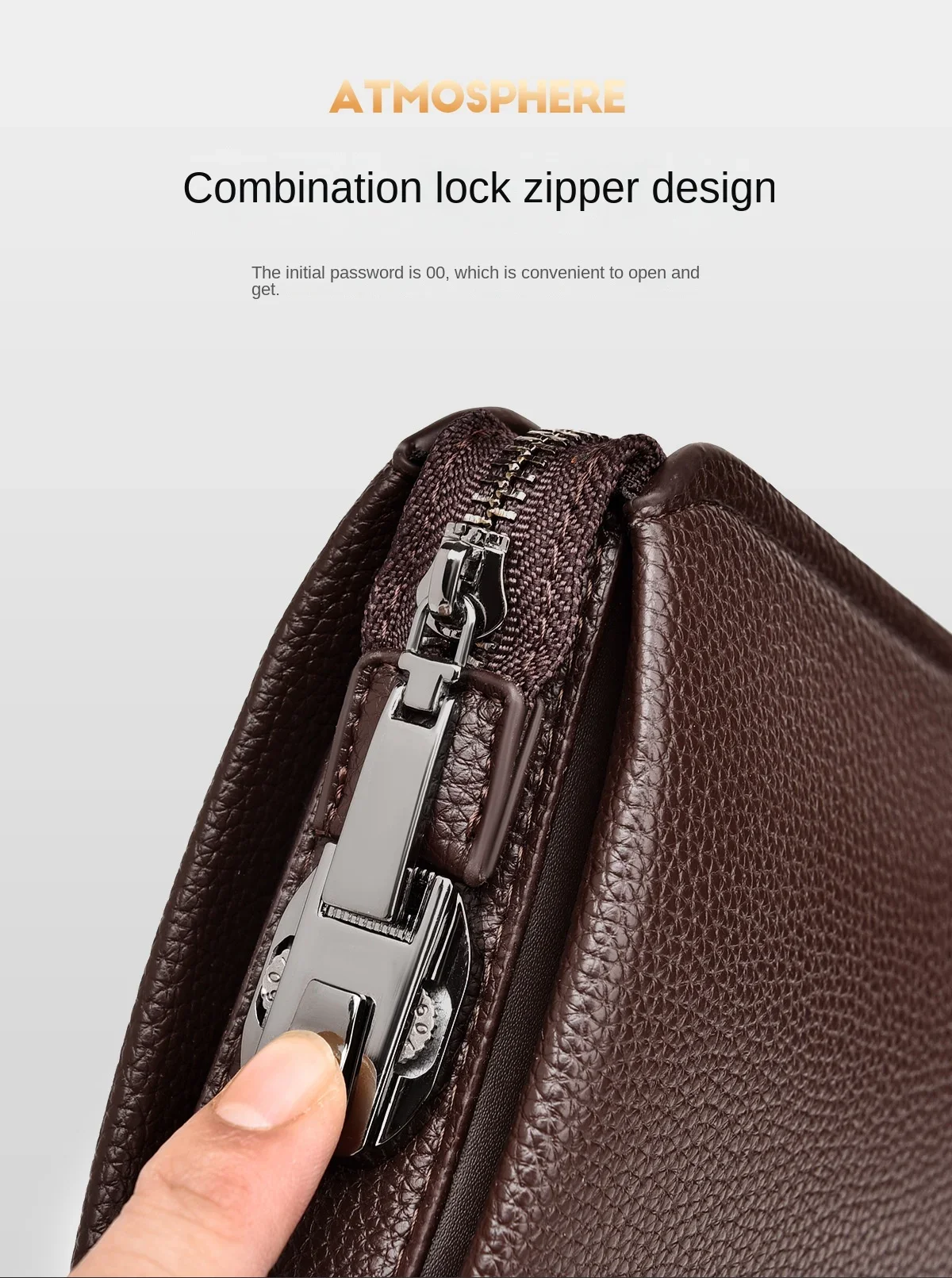 New Men's Clutch Purse High End PU Leather Long Wallet Large Capacity Multi Card Slot Wrist Bag Password Anti-Theft Phone Bag