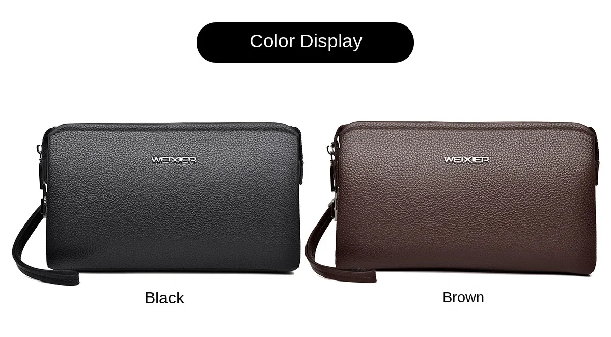 New Men's Clutch Purse High End PU Leather Long Wallet Large Capacity Multi Card Slot Wrist Bag Password Anti-Theft Phone Bag