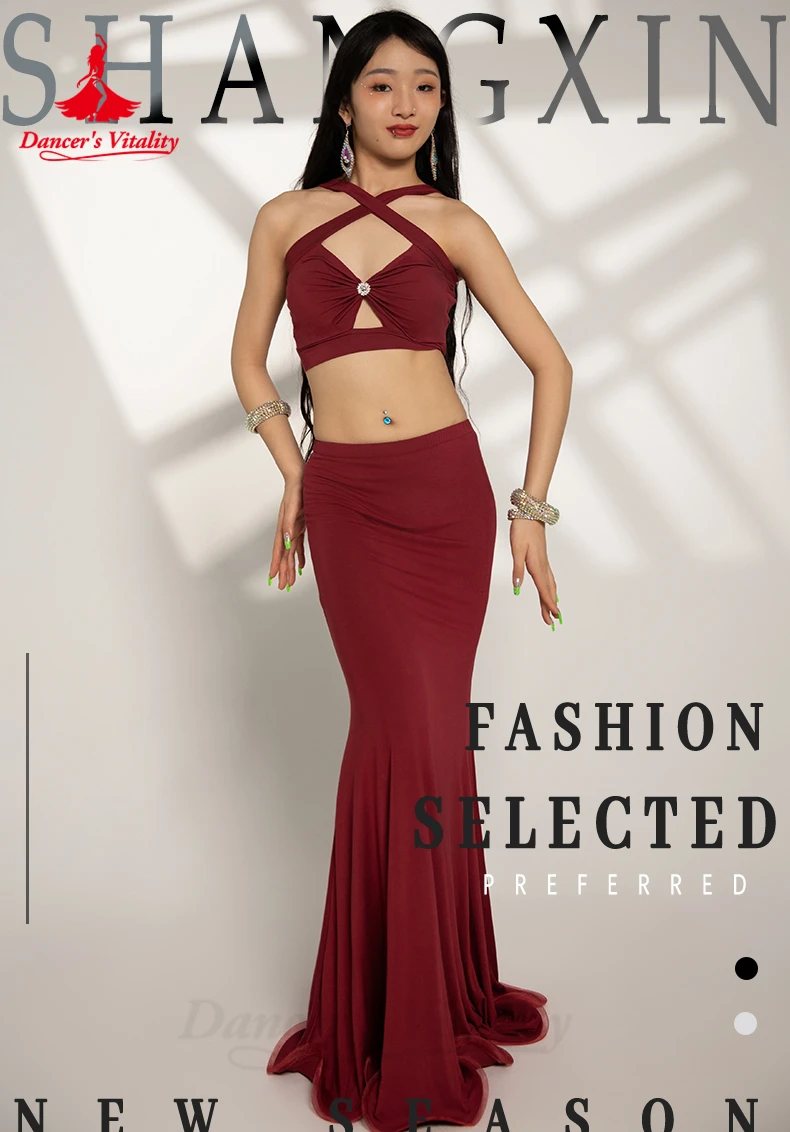 Belly Dance Costumes Set for Women Cotton Sleeveless Top+long Skirt 2pcs Bellydancing Wear Clothing Oriental Dancing Outfit