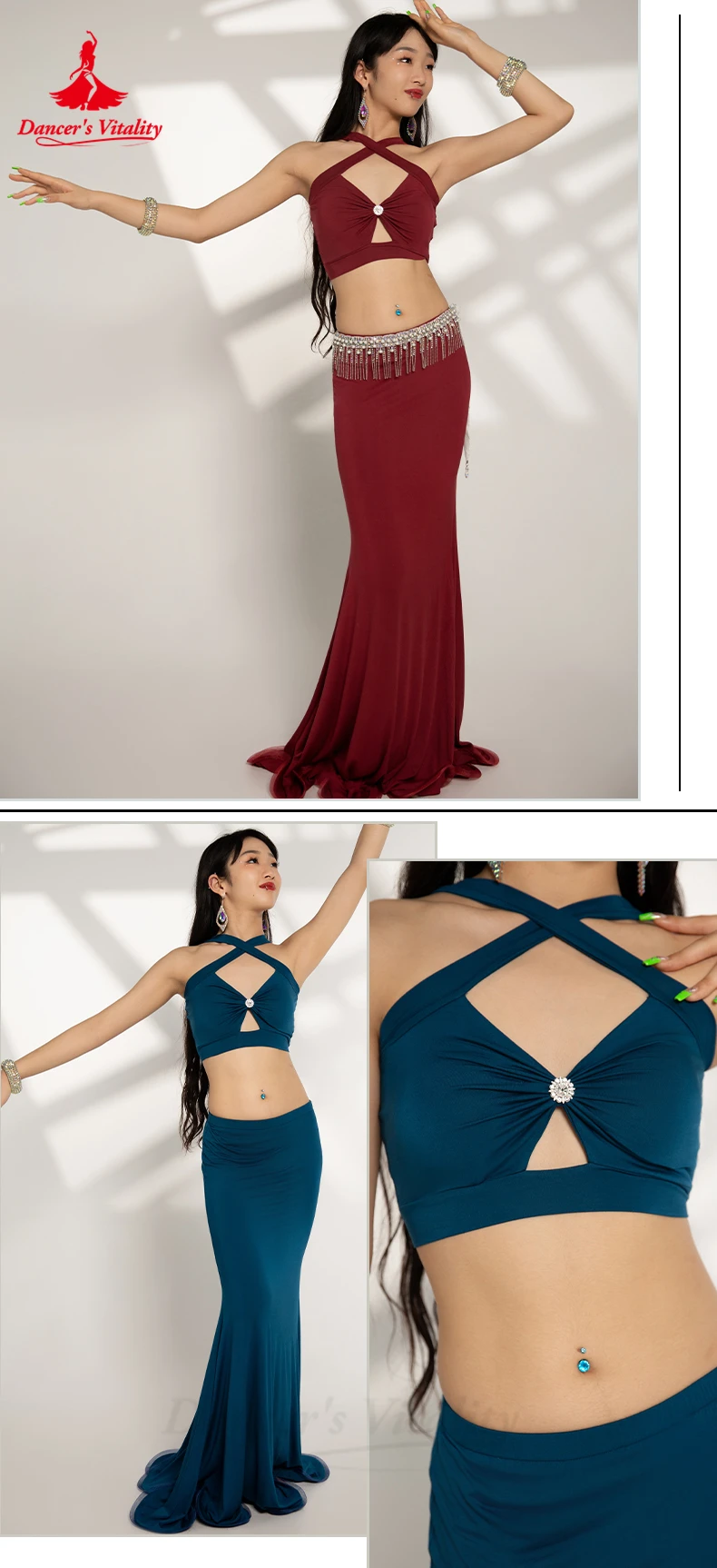 Belly Dance Costumes Set for Women Cotton Sleeveless Top+long Skirt 2pcs Bellydancing Wear Clothing Oriental Dancing Outfit