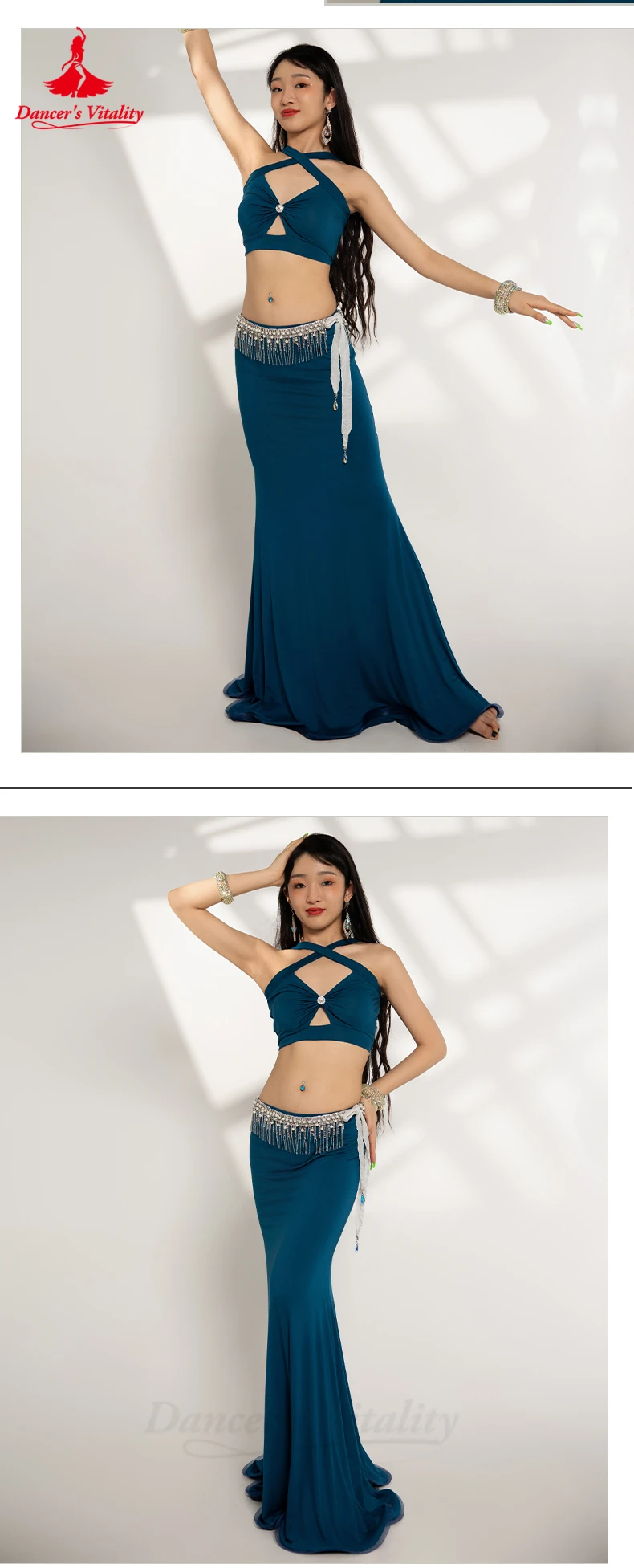 Belly Dance Costumes Set for Women Cotton Sleeveless Top+long Skirt 2pcs Bellydancing Wear Clothing Oriental Dancing Outfit