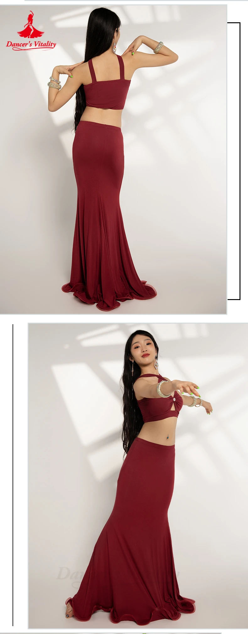 Belly Dance Costumes Set for Women Cotton Sleeveless Top+long Skirt 2pcs Bellydancing Wear Clothing Oriental Dancing Outfit
