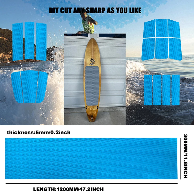 120*30cm Surfboard Traction Pads EVA Foam Non Slip Diamond Grip Mat Kayak Skateboard Skimboard Trimmable Sheet Motorboat Stair