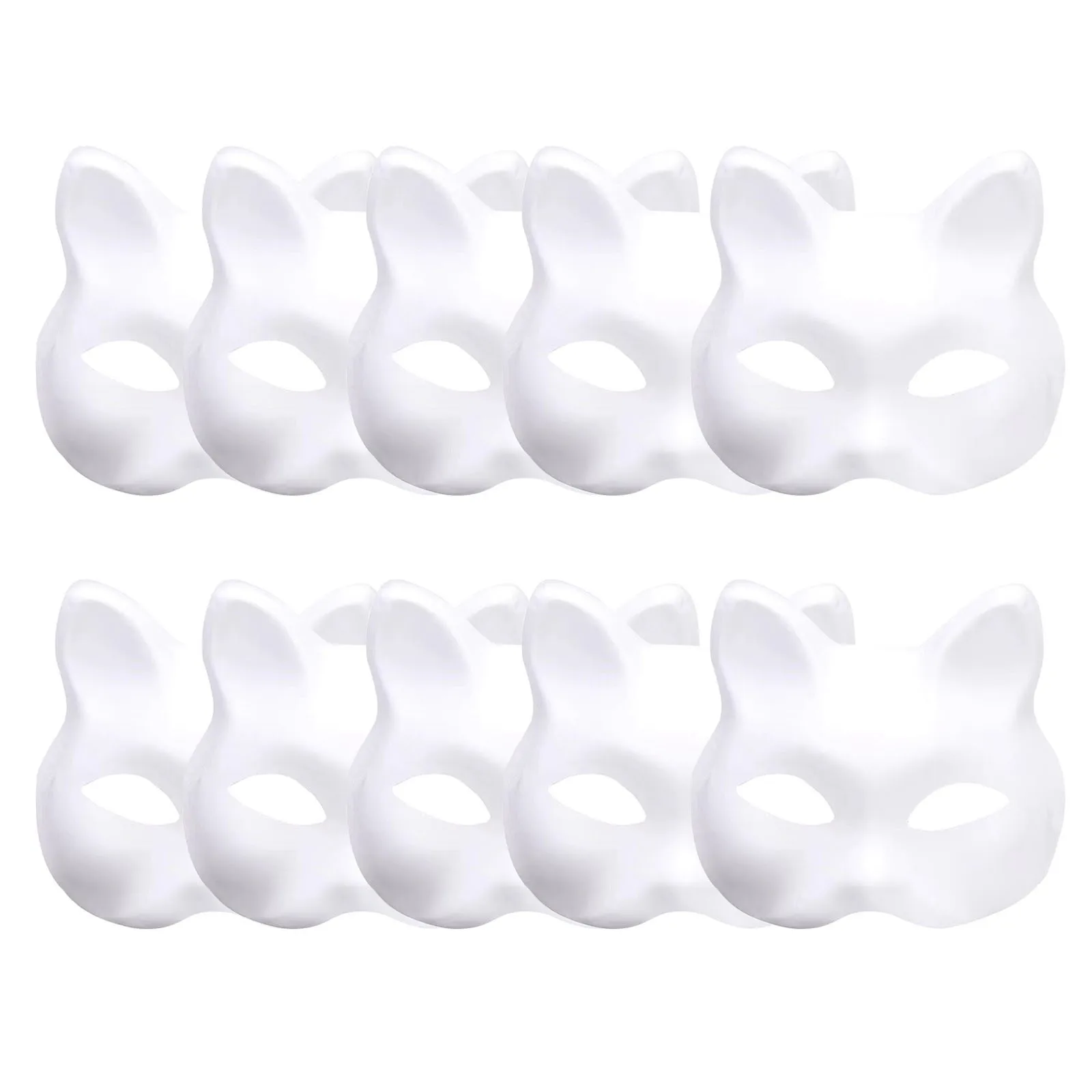5/10pcs Paper Blank White Mask Halloween Cosplay Cat Fox DIY Paintable Half Face Mask Animal Costume Party Decorate Craft Prop