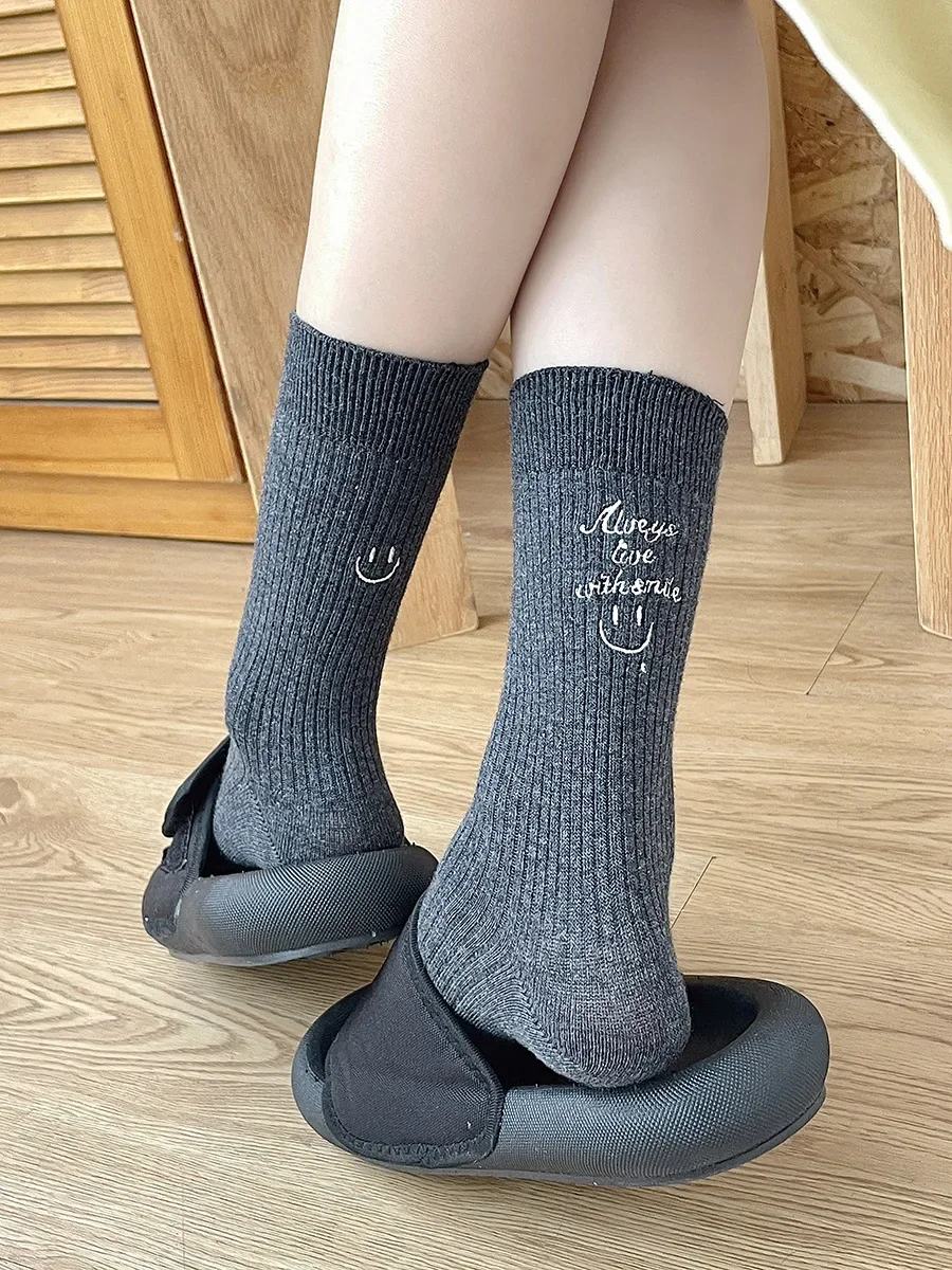 Smile Print Women Socks Summer Thin Girl Casual Cotton Socks Embroidery Letter Sok Harajuku Funny Sock Female Daily Sox New