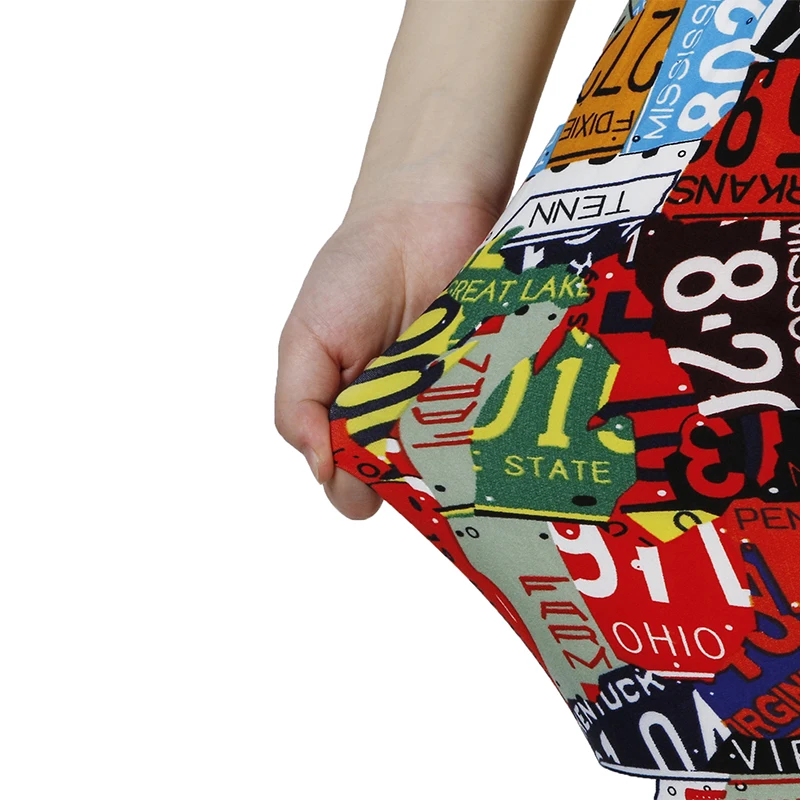PD47 European and American Printed Digital Leggings, Matte Printed Small Foot Elastic WOMEN'S Cropped Pants, Graffiti Pants