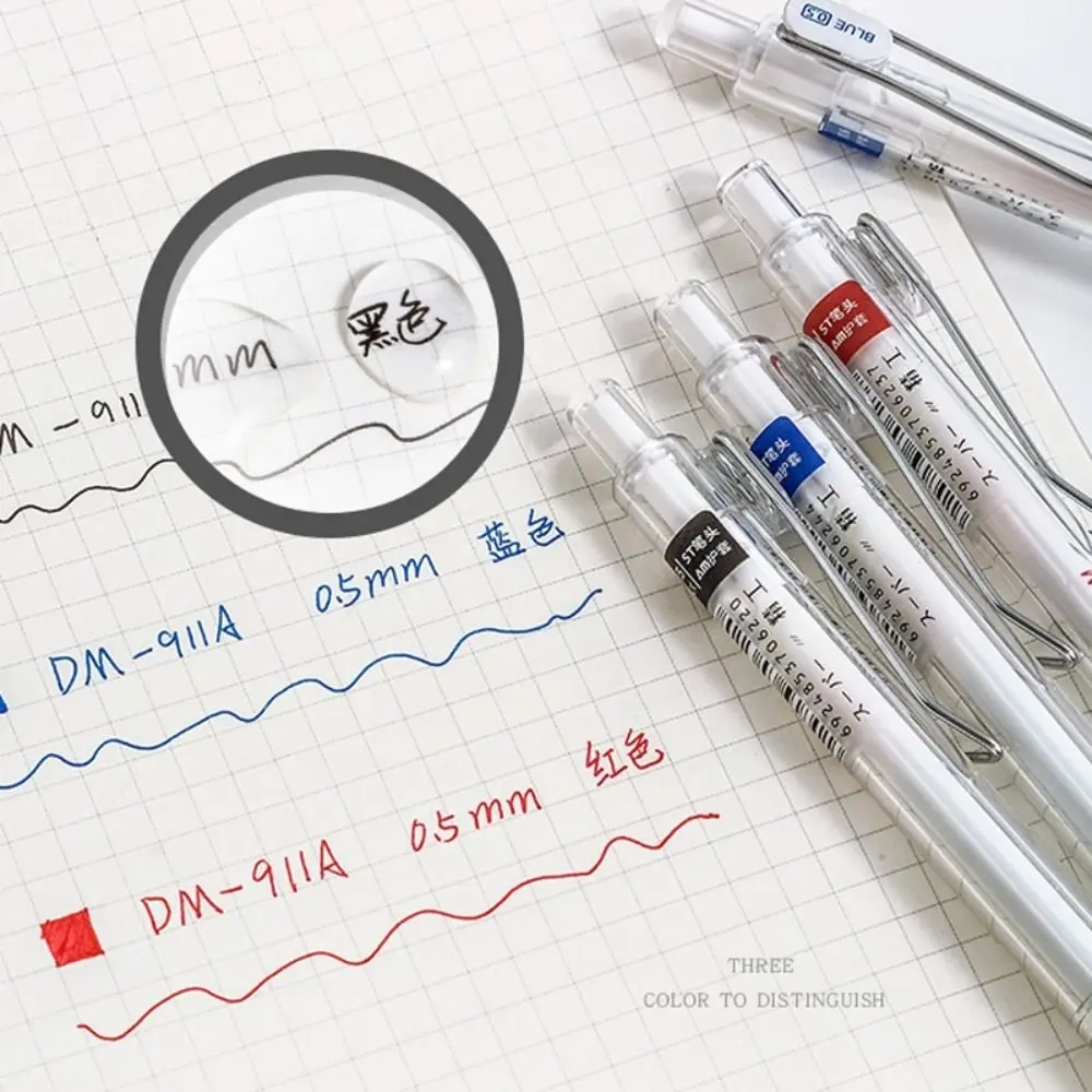 Quick Dry Gel Pen Transparent Black/Red/Blue Ink 0.5MM ST Tip Neutral Pens Writing Tools Signature Pen School Stationery