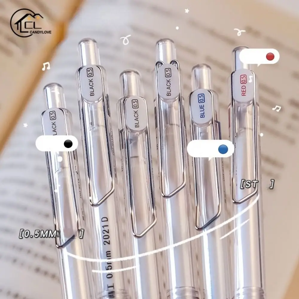 Quick Dry Gel Pen Transparent Black/Red/Blue Ink 0.5MM ST Tip Neutral Pens Writing Tools Signature Pen School Stationery