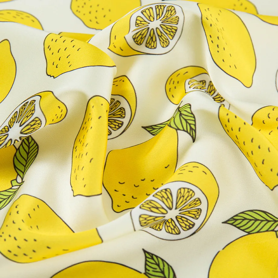 Summer Bright Color Oil Painting Lemon Print 53CM Small Square Women Satin Silk Neck Tie Scarfs Soft Neat Ladies Neckerchiefs