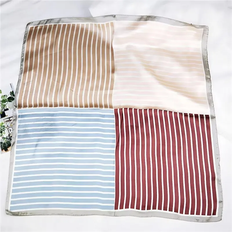 Summer Bright Color Oil Painting Lemon Print 53CM Small Square Women Satin Silk Neck Tie Scarfs Soft Neat Ladies Neckerchiefs