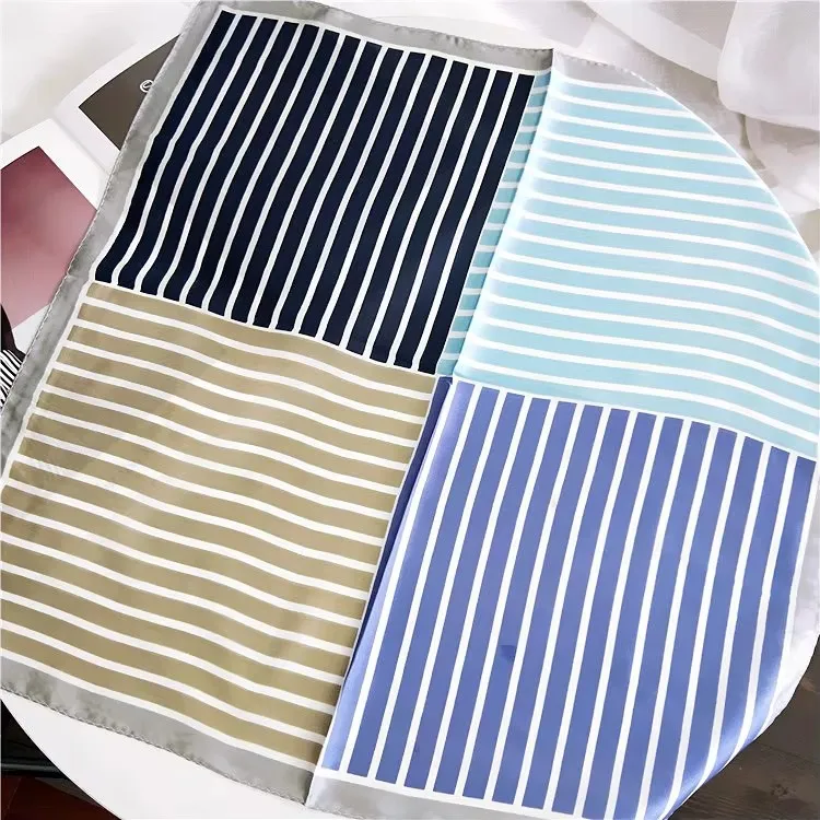 Summer Bright Color Oil Painting Lemon Print 53CM Small Square Women Satin Silk Neck Tie Scarfs Soft Neat Ladies Neckerchiefs