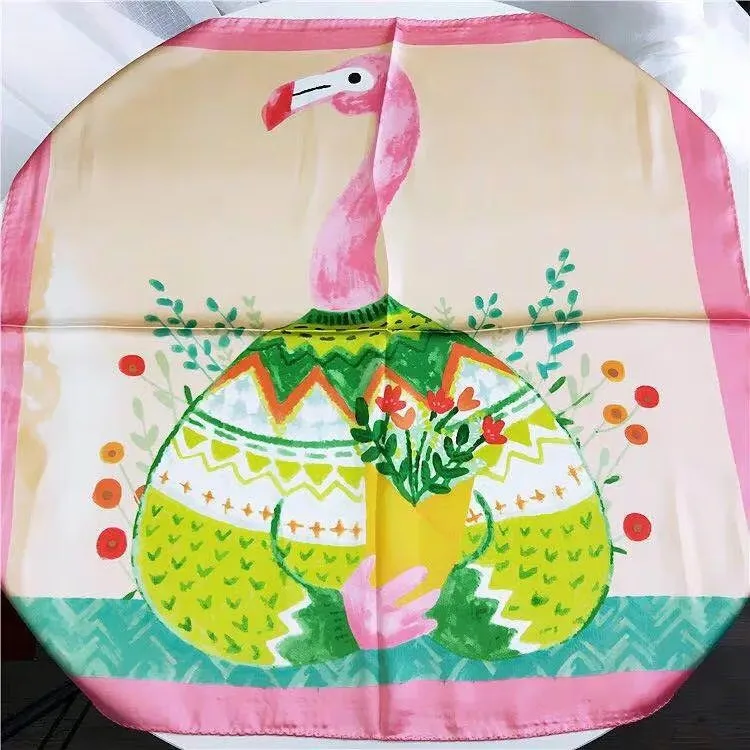 Summer Bright Color Oil Painting Lemon Print 53CM Small Square Women Satin Silk Neck Tie Scarfs Soft Neat Ladies Neckerchiefs