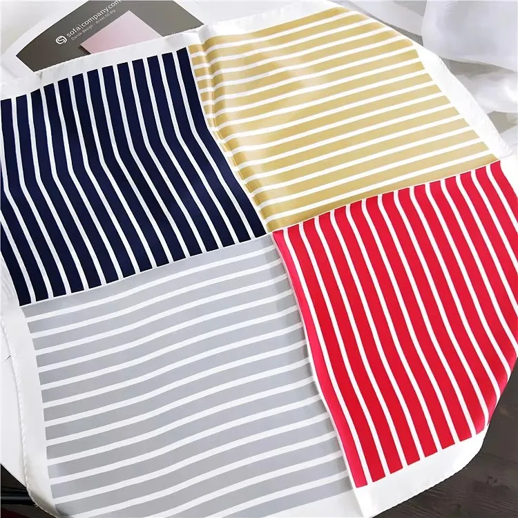 Summer Bright Color Oil Painting Lemon Print 53CM Small Square Women Satin Silk Neck Tie Scarfs Soft Neat Ladies Neckerchiefs