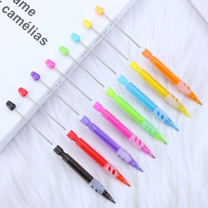36Pcs Beaded Pencil for Students Non Sharpening Pencil 0.5 Non Refilling Beadable Automatic Cute Writing Pencil Wholesale