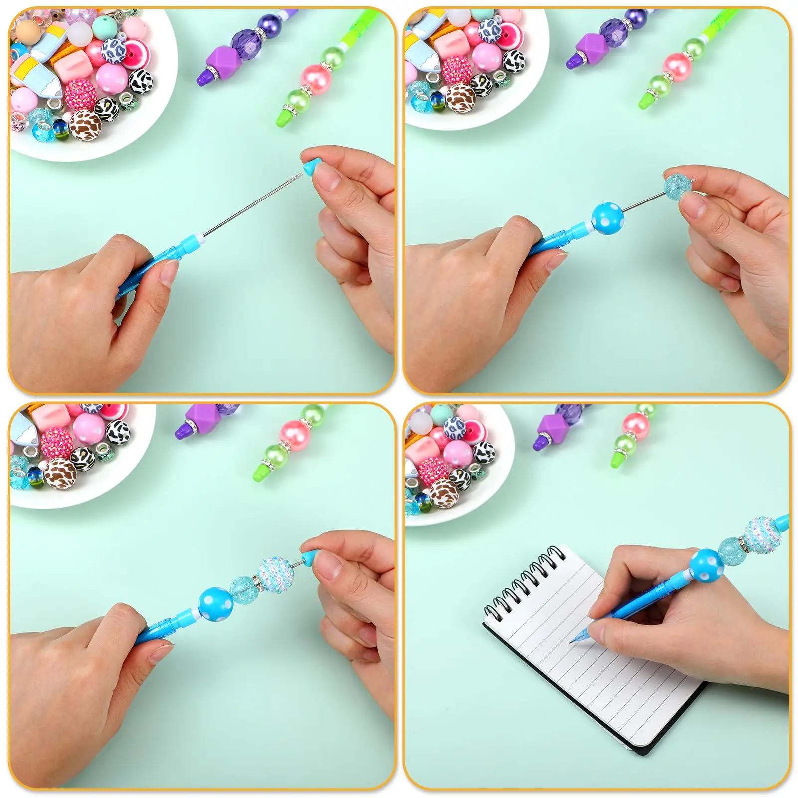 36Pcs Beaded Pencil for Students Non Sharpening Pencil 0.5 Non Refilling Beadable Automatic Cute Writing Pencil Wholesale