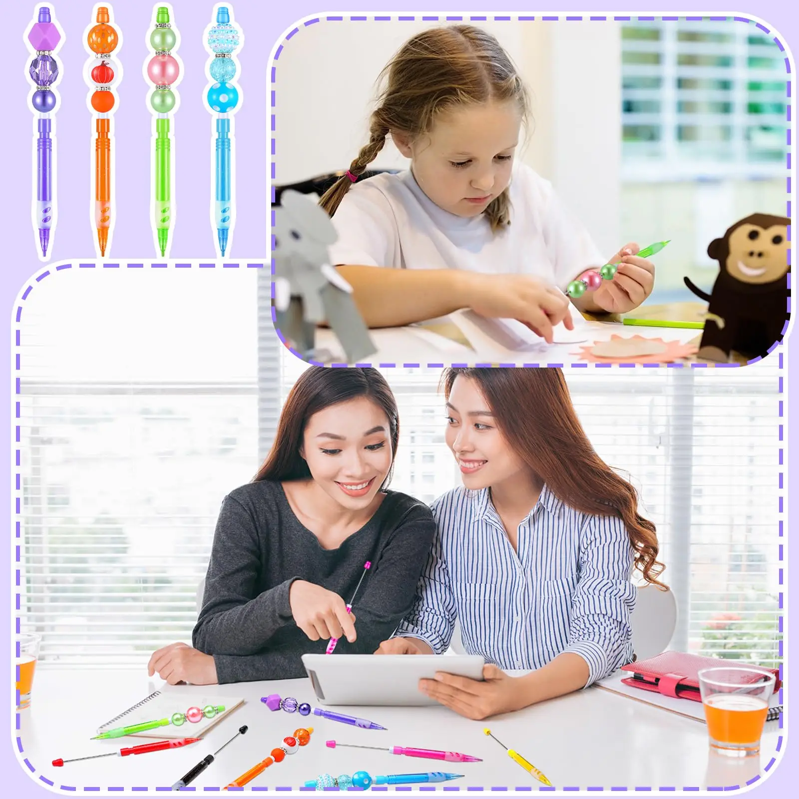 36Pcs Beaded Pencil for Students Non Sharpening Pencil 0.5 Non Refilling Beadable Automatic Cute Writing Pencil Wholesale