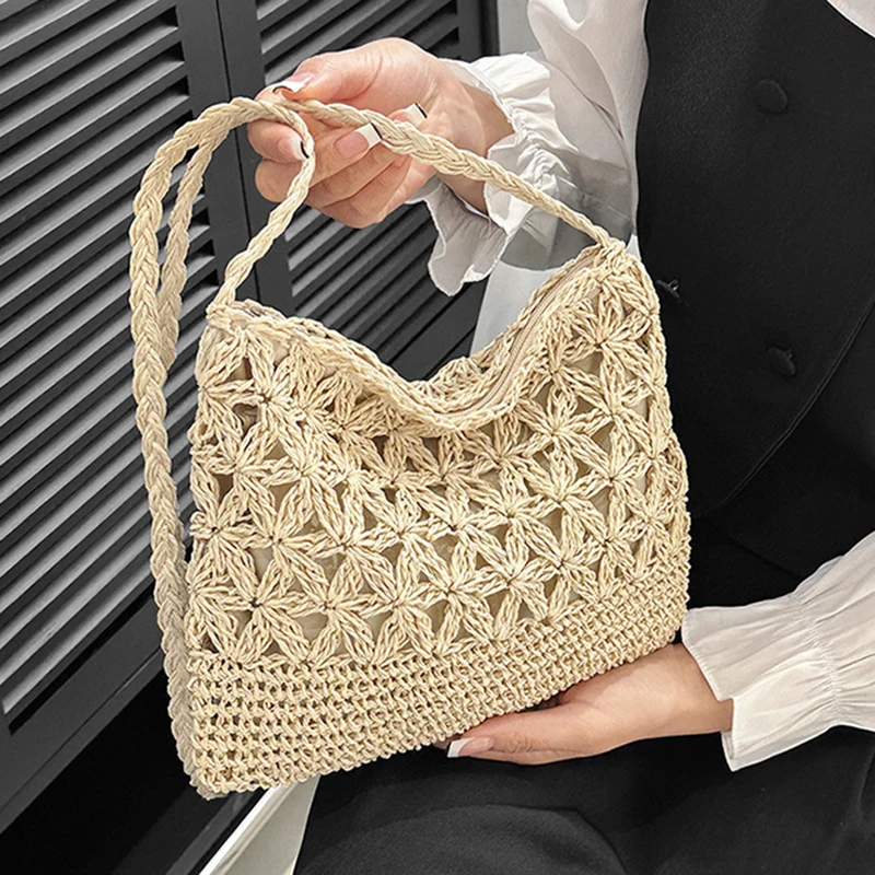Small Fresh Crossbody Bag, Women's Bag, Straw Woven Shoulder Bag, Niche And Versatile Woven Bag, Simple And Fashionable Handbag
