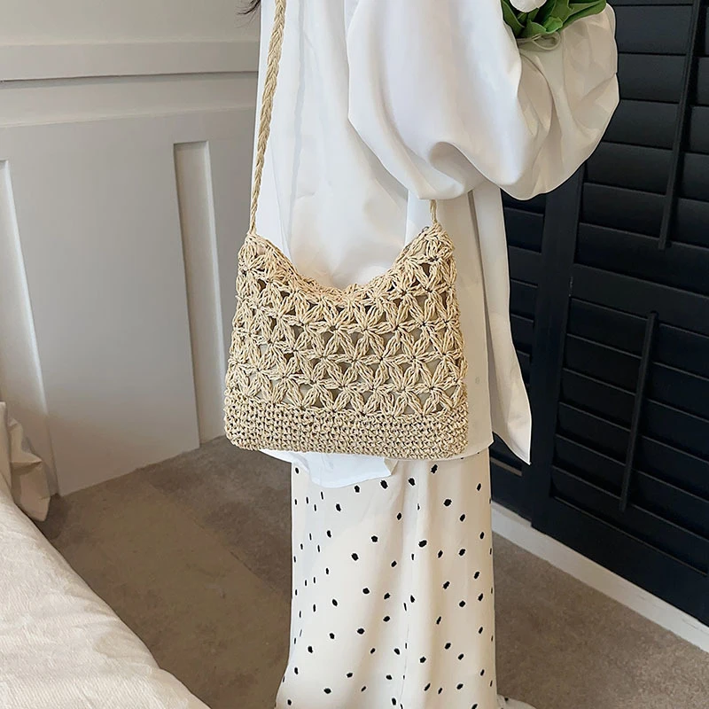 Small Fresh Crossbody Bag, Women's Bag, Straw Woven Shoulder Bag, Niche And Versatile Woven Bag, Simple And Fashionable Handbag