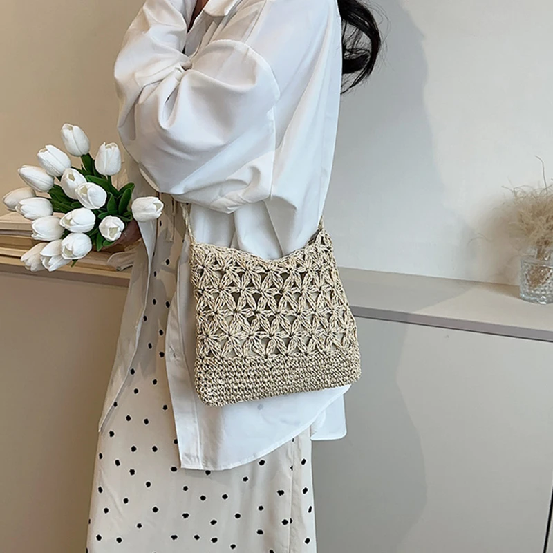Small Fresh Crossbody Bag, Women's Bag, Straw Woven Shoulder Bag, Niche And Versatile Woven Bag, Simple And Fashionable Handbag
