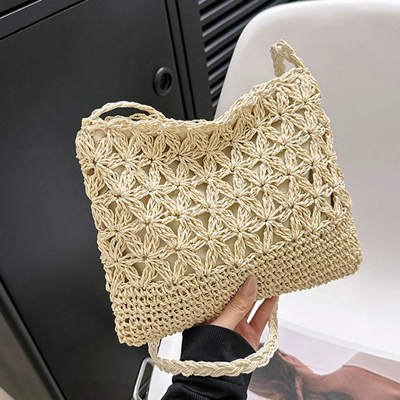 Small Fresh Crossbody Bag, Women's Bag, Straw Woven Shoulder Bag, Niche And Versatile Woven Bag, Simple And Fashionable Handbag