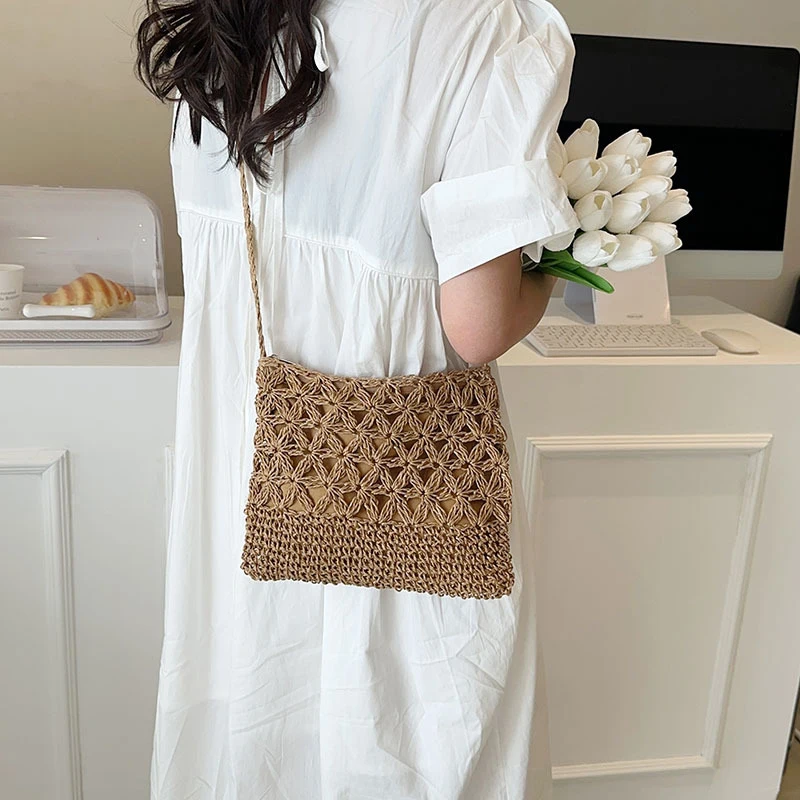 Small Fresh Crossbody Bag, Women's Bag, Straw Woven Shoulder Bag, Niche And Versatile Woven Bag, Simple And Fashionable Handbag