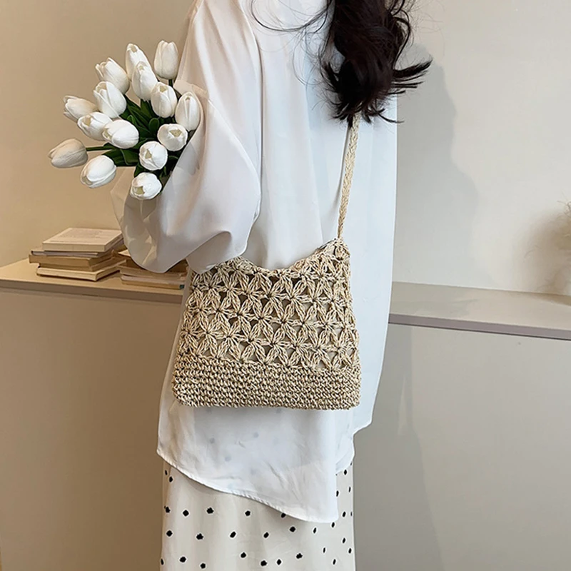 Small Fresh Crossbody Bag, Women's Bag, Straw Woven Shoulder Bag, Niche And Versatile Woven Bag, Simple And Fashionable Handbag
